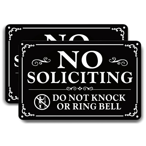 2 Pack No Soliciting Sign for Front Door,9 X 6