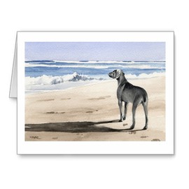 DJ Rogers Fine Art Weimaraner At The Beach - Set of 10 Note Cards With Envelopes