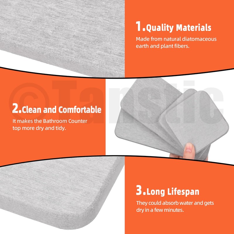 Tanstic 4Pcs Water Absorbing Stone Coasters Water Absorbent Diatomite Coaster