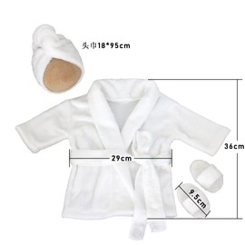 KLEYAO Newborn bathrobe photography costume，Baby Photography Props Outfits for Baby Girls Boy (White)
