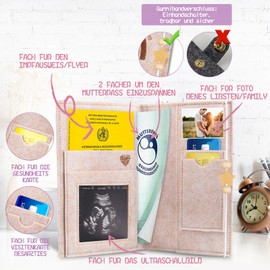 Felt Maternity Log Cover for German Maternity Log Protective Cover for Storing Vaccination Certificate etc., Cute Gift for Pregnant Women and Future Mothers (Rainbow Apricot)