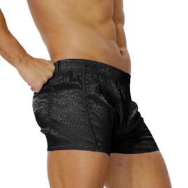 FIROTTII Men's 3 inch Satin Boxers Silk Satin Sleep Lounge Shorts Pajamas Bottom, Blackstone, XX-Large