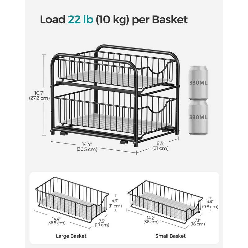 SONGMICS 2-Tier Stackable Cabinet Organizer - Gondola Shelving with 2