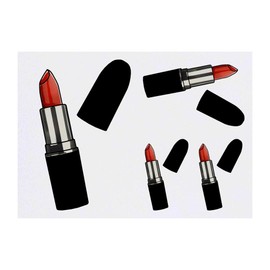 Azeeda 4 x 'Lippenstift' Temporäre Tattoos - Wasserfest, Hautfreundlich & Ungiftig · Transfers in Verschiedenen Größen (TO00039117)