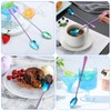 Guduling 4 Pcs Rainbow Sundae Spoons,Rainbow Teaspoons,Coffee Spoon,Stainless Long Handled