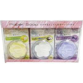 Q-FLA 799686 Soap Flower Paper Soap, Set of 3, A, Lemon, Coconut, Lavender, Mix, Hand Wash, Hand Soap
