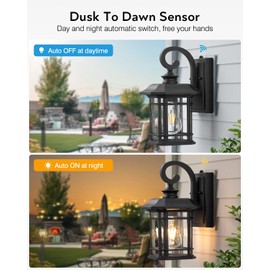 VIANIS Black Outdoor Lights for House, Dusk to Dawn Light Fixture, Waterproof Wall Lights, Porch Lights Outdoor for House, Garden, Garage, Entryway, Anti-Rust