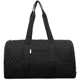 Quilted Weekend Travel Overnight 20" Large Duffle Bag 3 (Solid LM Black)