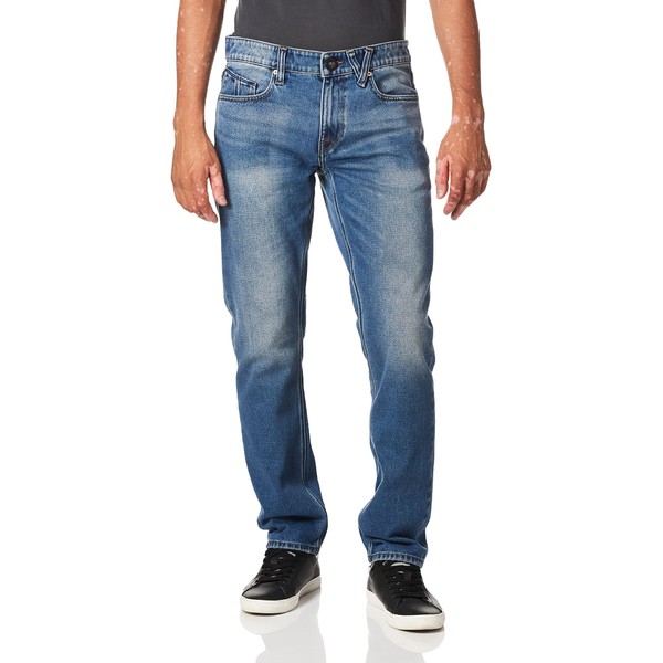 Volcom Vorta Jeans de Mezclilla elásticos Ajustados para Hombre, Azul Medio, 38W x 30L