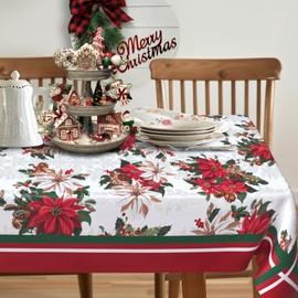 BNHJSDW Christmas Tablecloth Waterproof Fabric Xmas Table Cloth for New Year's Day and Christmas Home Decoration - 60" X 84" Rectangle/Oblong
