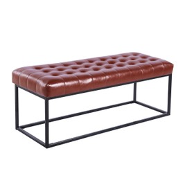 Porthos Home Marlena Accent Bench with Button Tufted PU Leather Upholstery, Foam Cushion and Steel Base (for Entryway, Living Room Or Bedroom)