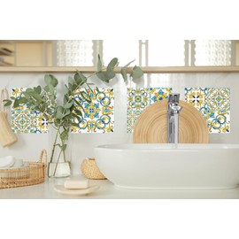 Peel & Stick Backsplash Tile Stickers Easy to Apply Easy to Remove Waterproof Can be Stuck on Any Smooth Surface Unique Design, The IRI-GIRI Set of 24 Stickers (4 * 4") Classic 1286-IG