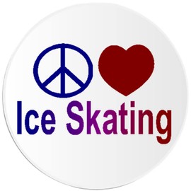 Peace Love Ice Skating - 10 Pack Circle Stickers 3 Inch - Skate Skater Rink