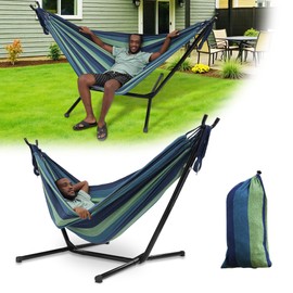 Hammock with Stand for Outside,600lb Weight Capacity 3-in-1 Adjustable Height Portable Hammock for Outdoor&Indoor Camping Backyard Bedroom(Hammock, Stand & Carry Bag)