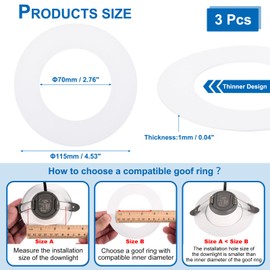 PATIKIL 3.19" ID 4.53" OD Goof Rings for Recessed Light, 3 Pack Gloss White Goof Metal Trim Ring Lighting Fixture for Ceiling Wall Recessed Can Downlights