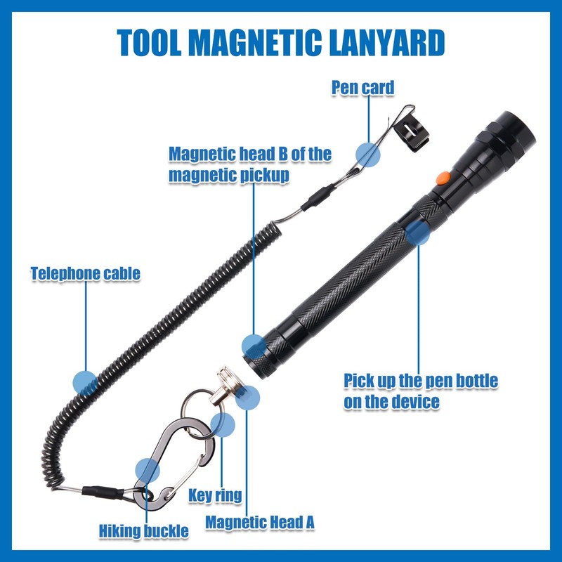VIBELITE Gifts for Dad, Magnetic Flashlight with Tool Magnetic Lanyard,