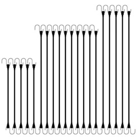 ROBLOCK 15",21",31" (20 Packs)Bungee Cords with Hooks Rubber Tarp Straps with 150% Max Stretch, 100% EPDM Bungee Cords with Metal Crimped S Hooks, Ideal for Securing Tarps, Cargo,Canvases,Weatherproof