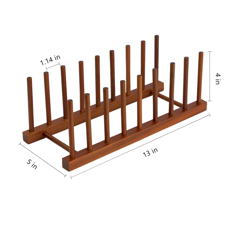 HBlife 4pcs Teak Dish Drying Rack Plates Holder Stand Kitchen