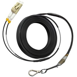 Bangun 50ft (15 Meters) OM3 LC to LC Outdoor Armored Duplex Multi Mode Fiber Optic Cable Jumper Optical Patch Cord, Multimode (50/125) with Pulling Eye Kit Installed on one end