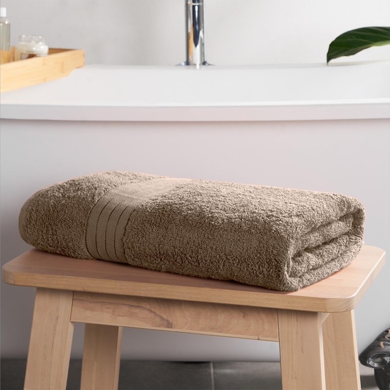 Brentfords Light Brown Bath Sheets, 100% Cotton Towels Super Soft