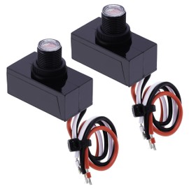 OhLectric Photoelectric Sensor - 208-227V Flush Mount Photoelectric Switch - 2000W Tungsten Rating - UL Listed & Weatherproof - Dusk to Dawn Photocell Sensor for Outdoor Lighting, Pack Of 2 - OL-45163