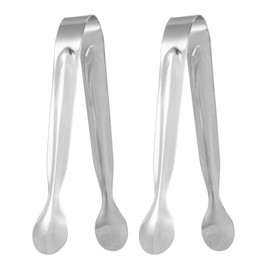 uxcell 2pcs Serving Tongs, 4.3 Inch Stainless Steel Kitchen Tongs Cooking Utensils for Salad, Ice, Bread, Fruit, Barbecue, Silver