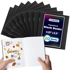 Hygloss Blank Books 4.25 x 5.5 Inches - 20 Pack – Black Color Paperback for Drawing & Writing – Empty Books for Journaling, Sketching or Arts & Craft
