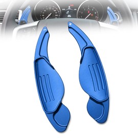 HIBEYO Steering Wheel Paddle Shifter Extension for Land Rover Accessories, for Range Rover Evoque Velar Discovery Jaguar F-Pace E-Pace XE XF XJ XJ Metal Shift Paddle Blade Shifter Trim Cover- Blue