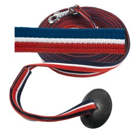Southwestern Equine Lunge Line for Horses Cotton Horse Lunge Line with Bolt Snap & Rubber Stop (Red White & Blue, 24')