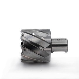 OSCARBIDE Annular Cutter 1-3/4 inch Cutting Diameter,1 inch Depth of Cut,3/4 inch Weldon Shank 2 Flat Mag Drill Bit with Pilot Pin for Magnetic Drill Press,1 Piece