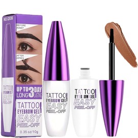 2Pcs Peel Off Eyebrow Tint Gel, Semi-Permanent Natural Eyebrow Dye, Waterproof Long-Lasting Eye/brow Gel for Polished Brow Shaping, Smudge-Proof, Easy Peel, Lasts Up To 3 Days (Brown)