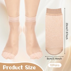 LIQWEI 10 Pairs of Transparent Nylon Stockings for Women, Nylon Fine Socks, Non-Slip Ankle High Fine Stockings for Women, Breathable Silk Socks for Women Girls