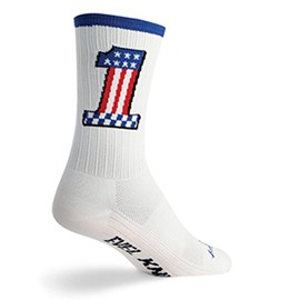 (S/M, White Evel) - SockGuy SGX 15cm Evel 1 Performance Cycling/Running Socks (Evel 1 - S/M)