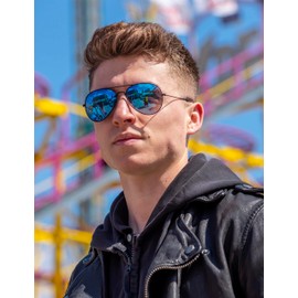 UrbanSky D.B. Sunglasses for Men and Women - Pack of 2, Encounter: silver mirrored / blue mirrored