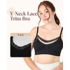 Lace V-Neck Bra for Women,Black,One Size