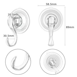 Yesmin 2 Pack Suction Hooks Powerful Push and Lock Vacuum Multi-Purpose Suction Hanger Strong Suction Cup Holds Up to 3KG for Kitchen and Bathroom