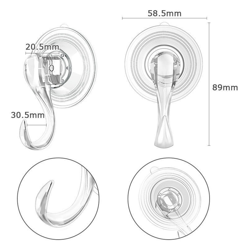 Yesmin 2 Pack Suction Hooks Powerful Push and Lock Vacuum