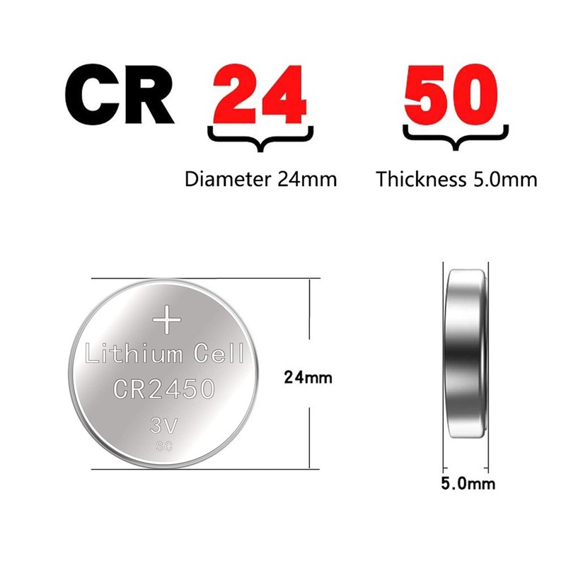 SKOANBE 5PCS CR2450 2450 BR2450 DL2450 ECR2450 3V Lithium Battery