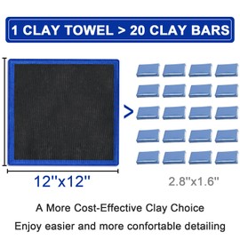 TOLDATLI Clay Towel Auto Detailing 4 Pack - Fine Grade Microfiber Car Chamois Towel - DIY Detail Clay Bar Alternative(Blue)