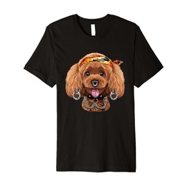 Punk Rock Poodle Dog with Bandana and Style Premium T-Shirt