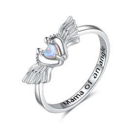 JERWLI Miscarriage Ring 925 Sterling Sliver Mommy of An Angel Rings Miscarriage Memorial Jewelry Gifts for Mothers Women (6)