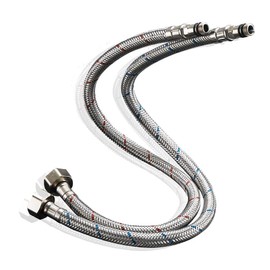 Haiba Pack of 2 Kitchen/Basin Monobloc Mixer Tap Connectors Flexi Pipes Tails British Standard Pipe M10 x1/2 Fitting 500mm Long (Silver Pipes)