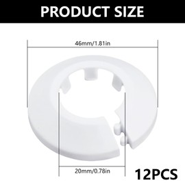 ​​12Pcs White Radiator Pipe Covers Plastic Caps for 15-20mm Pipes Small Decorative Collars Water Pipes Wall Pipe Covers Sleeve Concealer​