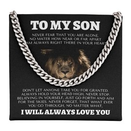 Chiside To My Son Cuban Chain Necklace From Mom, Son Necklace From Dad, Mother And Sons Necklaces, Sons Gifts from Father, Gifts for Him Birthday Christmas Anniversary Graduation Day