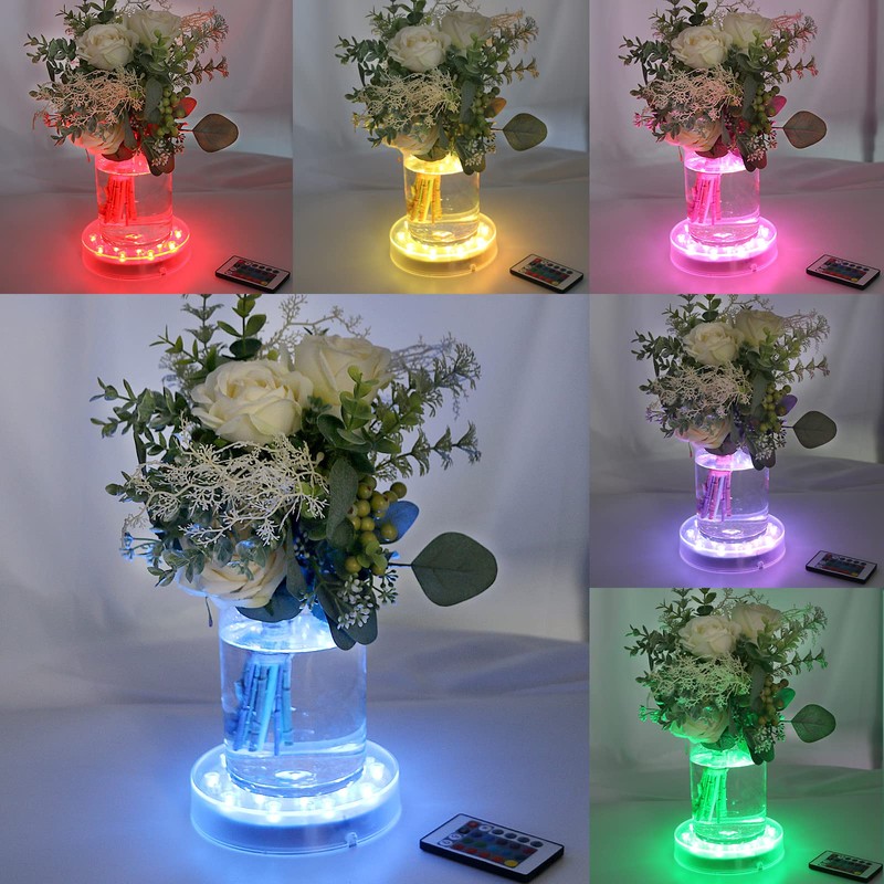 LARDUX Pack of 4 LED Lights Base with Remote -