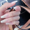 Pink False Nails Glossy Nude Color Press On Nails Medium