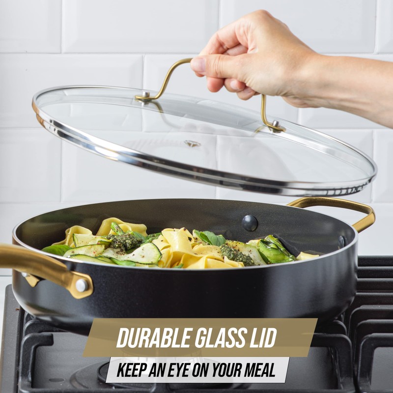 Blue Diamond 4QT Saute Pan with Lid, Non Toxic Induction