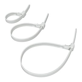 KabelDirekt Cable Ties Pack of 3 Resealable with High Tensile Strength (Removable and Reusable Reusable Cable Ties for Sustainable Use, White) - 3 x 40 Pieces, 150, 200 mm x 7.4 mm