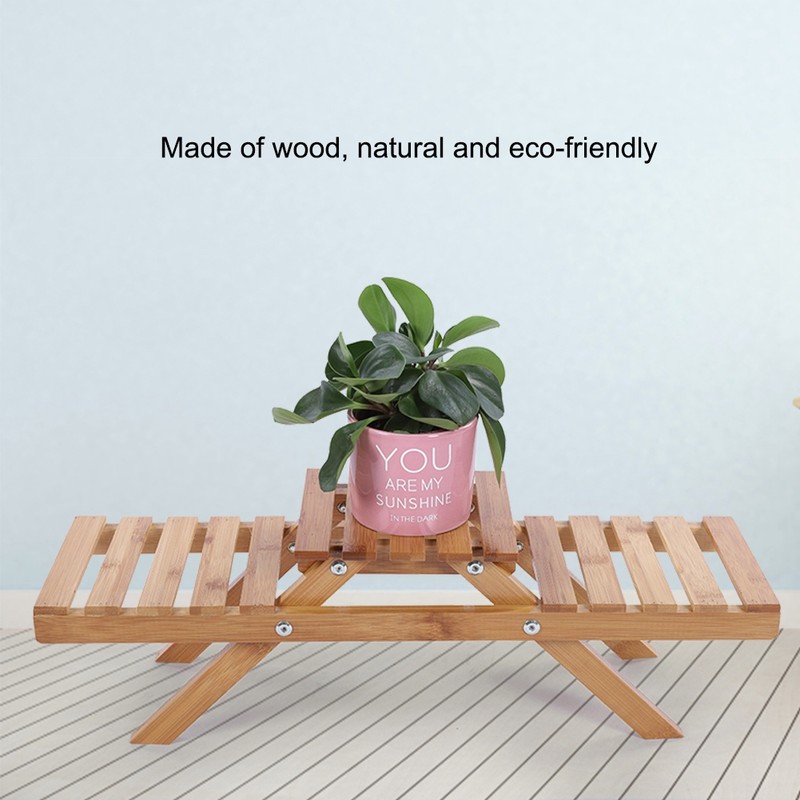 Wooden Standing Foldable 2-layered Potted Plant Flower Shelf Storage Rack