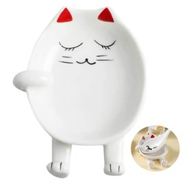 Spoon Rest, Ceramic Spoon Holder, Ceramic Spoon Rest with Funny Cat Ears, for Kitchen Decoration, Table Decoration, Pot Lid, Spoon or Spatula (Red)